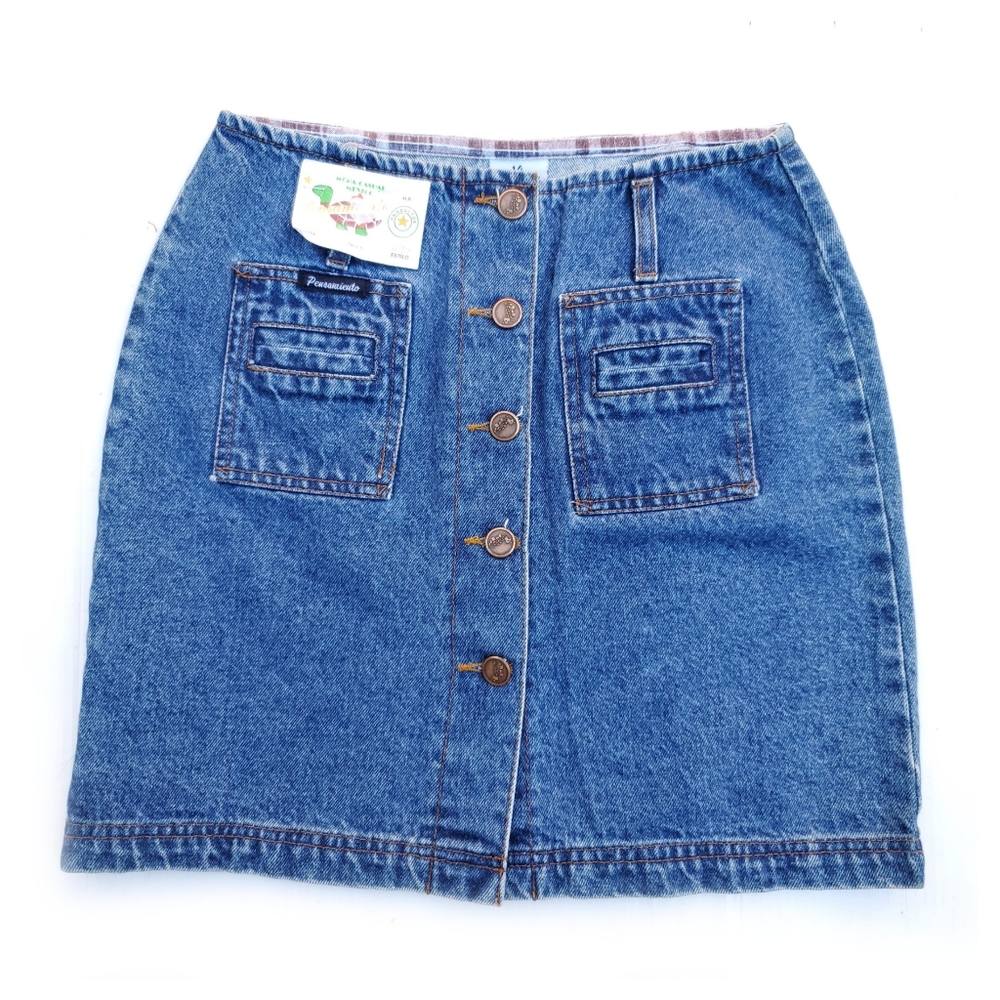 NWT Pensamiento Denim Jean Button Front Skirt